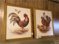 Hen and rooster framed prints 13 in x 16 in