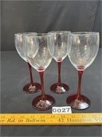 Vintage Ruby Stemmed Crystal Wine Glasses