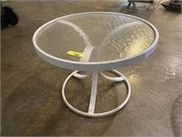 White Patio Table - Glass Top