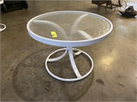 White Patio Table - Glass Top