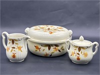 Hall Autumn Leaf Sugar, Creamer, Casserole w/ Lid