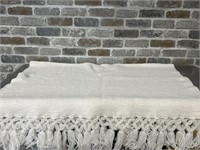 62x38 White Throw Blanket w/ Fringe