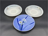 (2) Vintage China Bowls & 1 Blue Flower Plate
