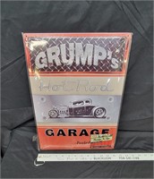 Grumps Garage metal sign