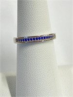 .925 Silver Sapphire Band Ring Sz 6   A