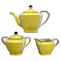 Art Deco Noritake 3pc Yellow Slab Tea Set