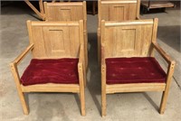 4 Matching Solid Oak Wide Church Alter Chairs