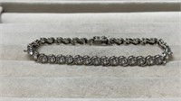 Sterling Silver 925 Tennis Bracelet With Safety Cl