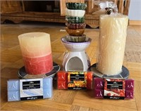 Lot of Candles, Stone Candle Trivets & Accessories
