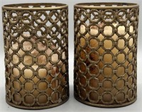 (2) Brass Pillar Candle Holders w/ Candles