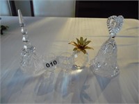 CHRYSTAL ITEMS, BELLS, PINEAPPLE PAPER WEIGHT,