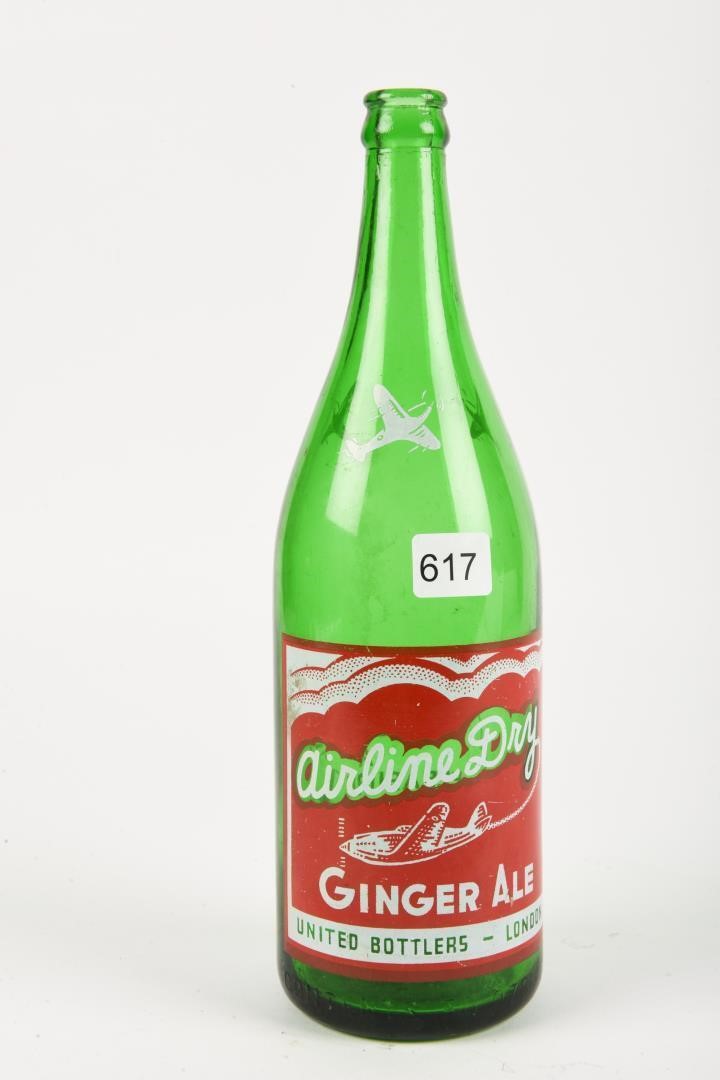 AIRLINE DRY GINGERALE 30 OZS. GREEN GLASS BOTTLE