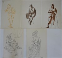 5 CHARLES VUKOVICH FIGURAL PAINTINGS 1SEMI NUDE