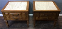 2 MARBLE TOP END TABLES