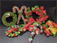 Christmas wreaths, bells and decorations