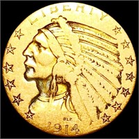 1914 $5 Gold Half Eagle NICELY CIRCULATED