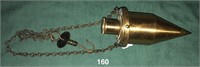 Brass miner's plummet or lamp gimbled with chain
