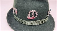 German Hat with 6 assorted pins No Hat Size