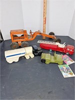 Avon cologne bottles and tractor toy