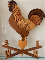 Wooden Intarsia Rooster Wall Piece