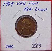 1909-VDB Cent, UNC. Red-Brown