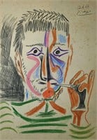 Pablo Picasso Mixed Media Drawing on Paper