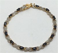 Sterling Gold Tone Bracelet With Sapphires