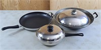 A pan, wok, and pot