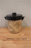Vtg Thermo-Serv Ice Bucket with World Map Graphics