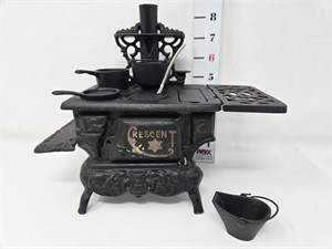 Miniature Crescent Cast Iron Stove & Accessories
