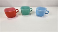 (3) Vtg Glasbake Pastel Square Milk Glass Cup