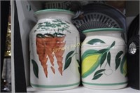 POTTERY CANISTERS - ONE LID