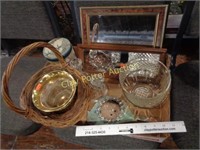 Lot of Mirrors, Baskets,Glass etc...