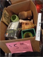 Box of Large Pottery Planters & More