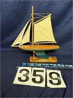 Wooden Sail Boat 13” X 14”