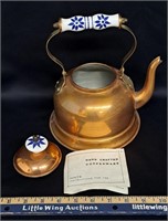 Copperware Teapot w Porcelain Handle/Knob-PORTUGAL