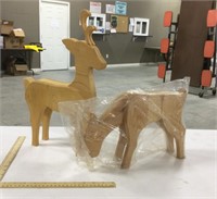 Wooden doe & buck carvings-9 in & 18 in tall