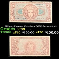 Military Payment Certificate (MPC) Series 651 $5 G
