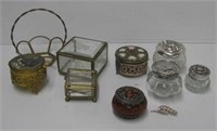 (8) Various styled trinket/vanity boxes, handled