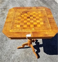 Antique Inlayed Pedestal Game Table