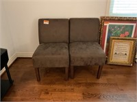 Pair of Brown Slipper Style Side Chairs
