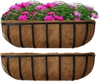 B3287  Metal Hanging Planter Basket 24 Black 2-