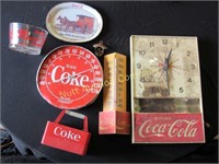 Coke Clock, Bottle Opener, Thermometers, Carrier