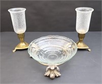 Brass Decorative Candle Holders & Display Bowl