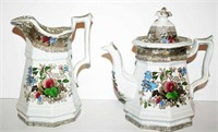 2 Pcs. Ironstone Transferware Pitcher & Teapot