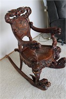 Antique Hand Carve Dragon Rocking Chair