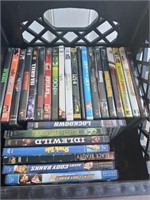 milk crate full of DVDs