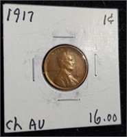 1917 Lincoln Wheat Cent Penny coin marked Choice