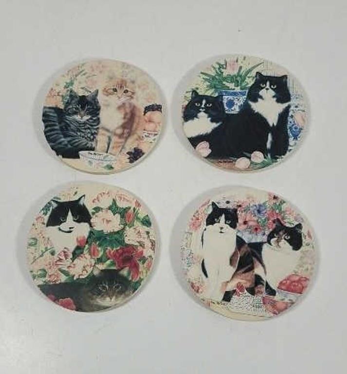Cat Cork back ceramic coasters