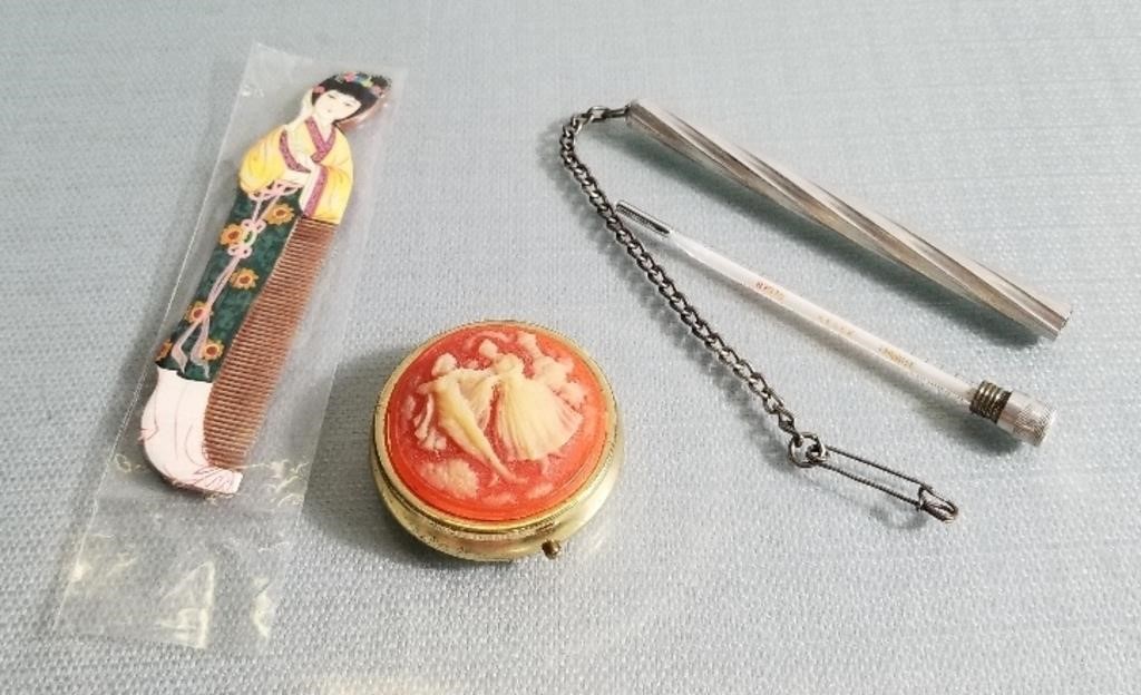 Vintage Japanese Comb  Pill Box and Vintage